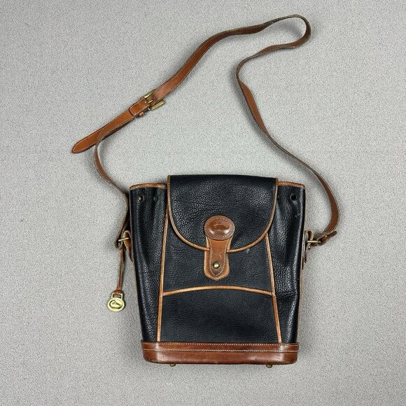 Vintage Dooney & Bourke Pebbled Leather Shoulder Bag Structured Dover Tote 90s